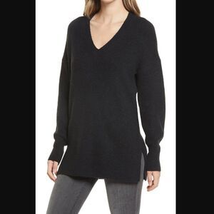 Halogen Black Cozy V-NECK Tunic Sweater Size XS